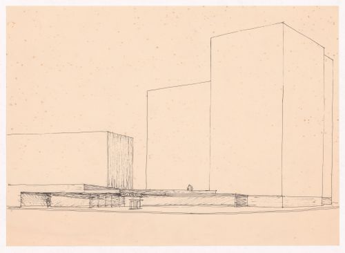 Sketch perspective for Habitações Colectivas da Sacor, Matosinhos, Portugal