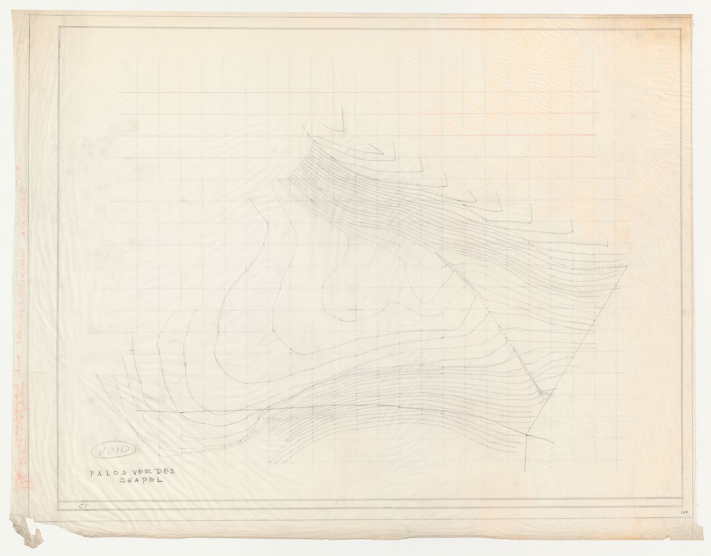 Wayfarers' Chapel, Palos Verdes, California: Contour map of site