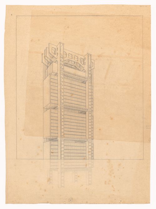 Axonometry for Edificio suspendido de oficinas