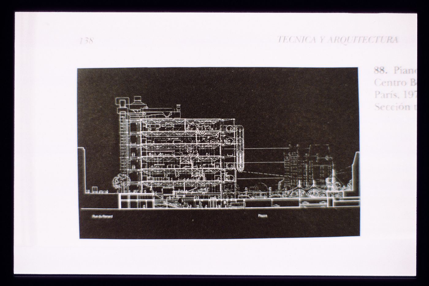 Slide of a drawing for Centre Georges Pompidou, Paris, by Renzo Piano and Richard Rogers
