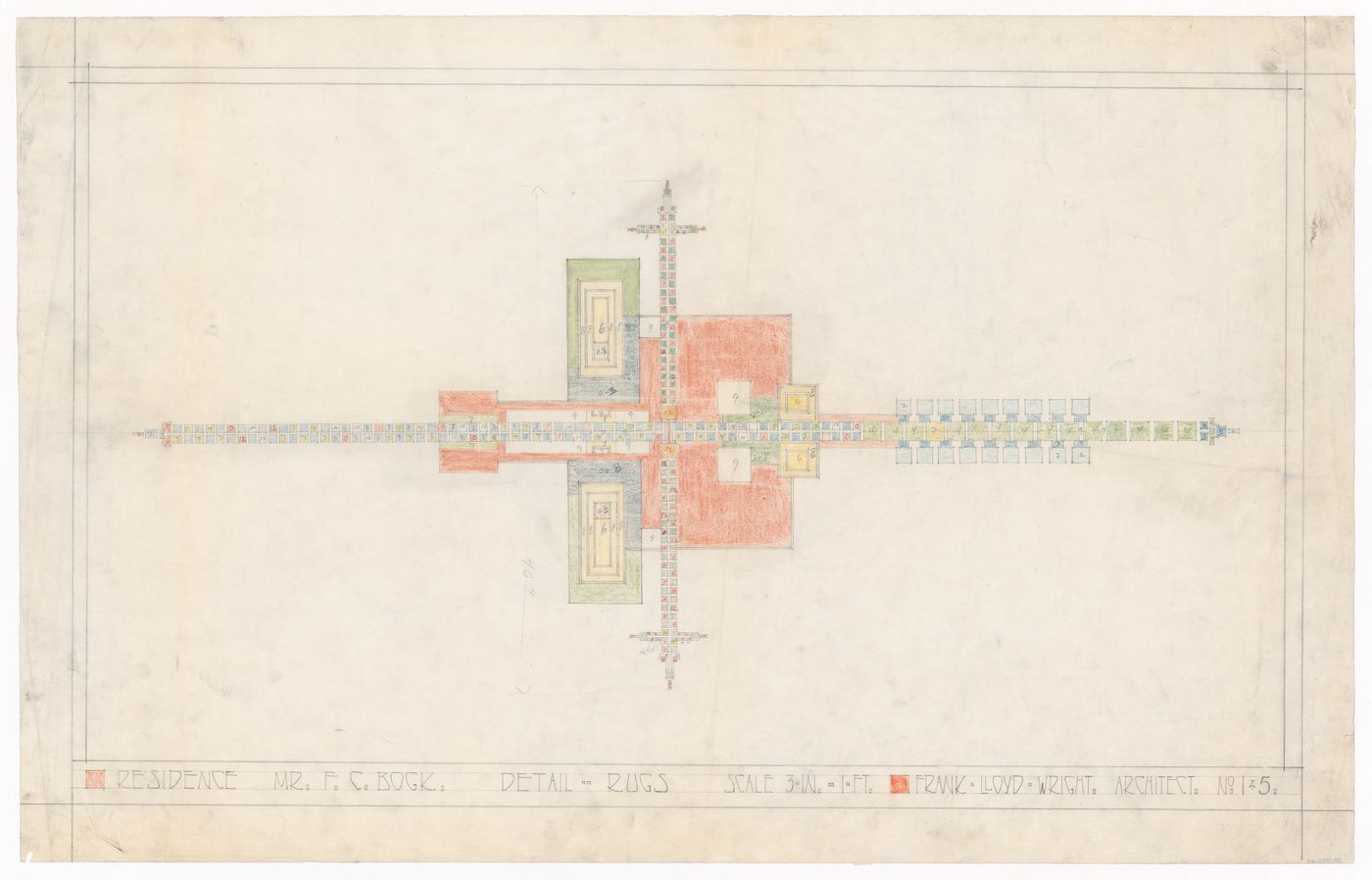 Rug design for F.C. Bogk House, Milwaukee, Wisconsin