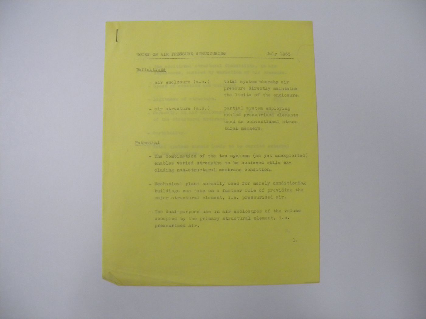 Air Structures Research: Notes on air pressure structuring