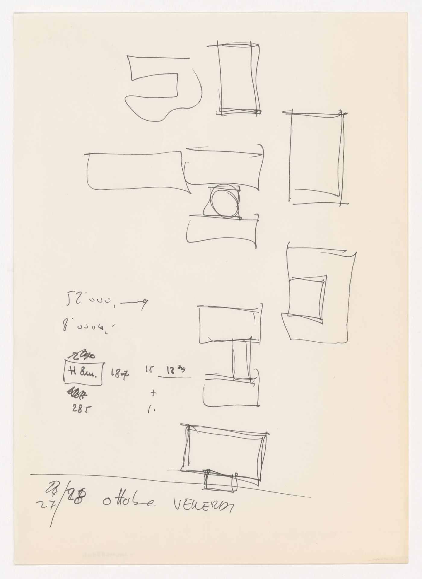 Sketches for Fabbrica attrezature ospedaliere a Sysran, Soviet Union (now Russia)