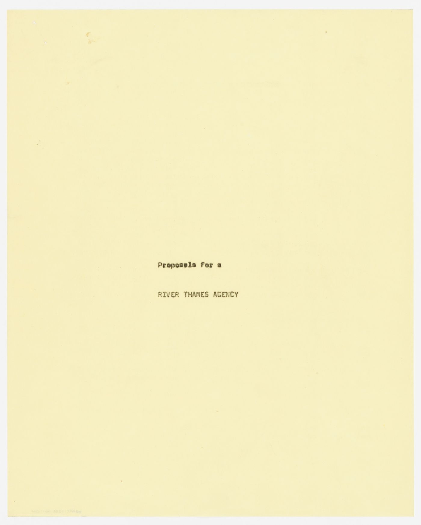 Proposals for a River Thames Agency