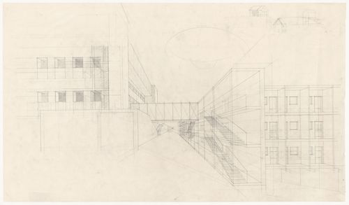 Perspective with sketches for Casa dello studente, Trieste, Italy