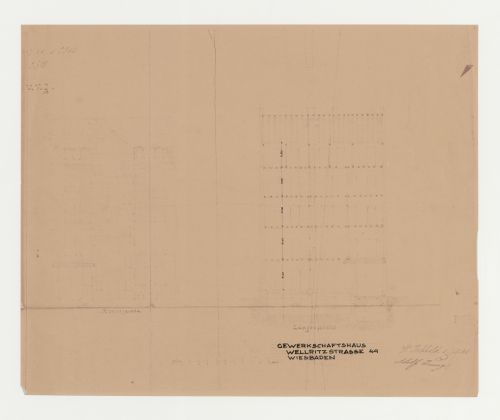 Elevation and section, possibly for alterations and additions for a trade union corporate headquarters, Wiesbaden, Germany