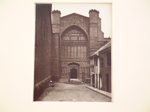 View of portal and window of Chester Cathedral, Chester, England