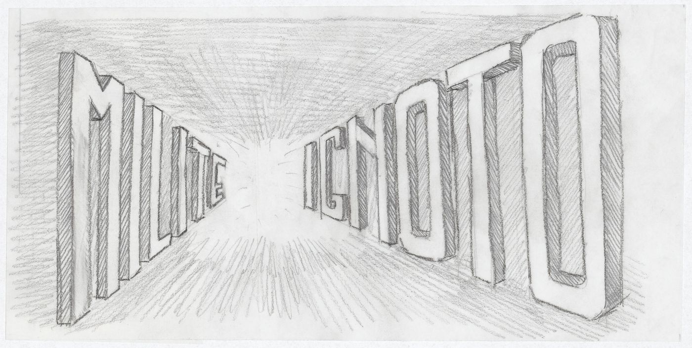 Perspective drawing of the installation for Milite Ignoto