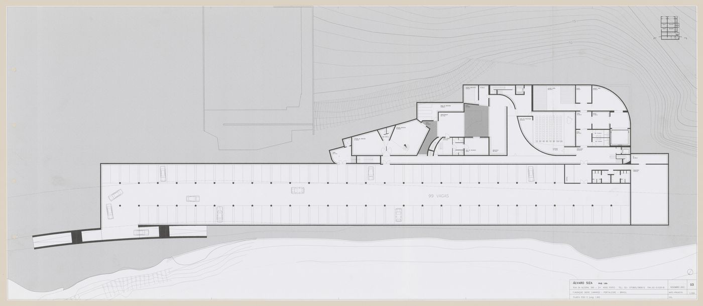 Ground floor plan for C. Cultural e Audit. para a Fundação Iberê  Camargo [Iberê  Camargo Foundation Museum], Porto Alegre, Brazil