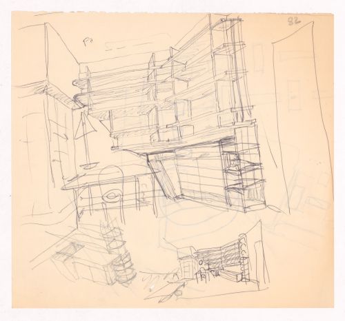 Sketches of interior space for Casa Manuel Magalhães, Porto, Portugal