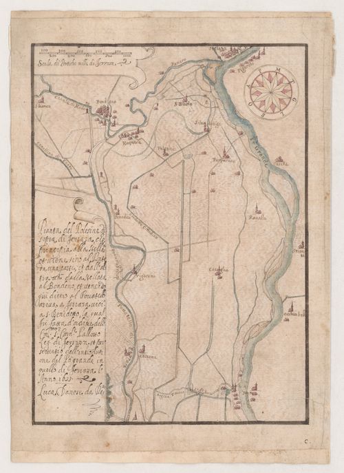 Map of the Po River delta near Ferrara