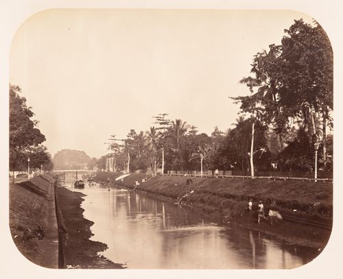View of the Gunung Sahari canal, Batavia (now Jakarta), Dutch East Indies (now Indonesia)