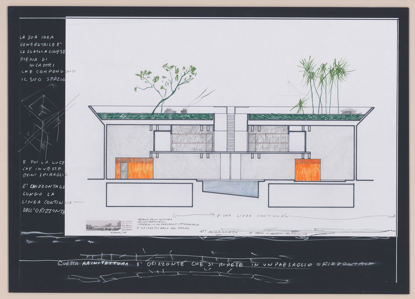 Presentation drawings for La casa più bella di architettura del mondo [The most beautiful house in the world]