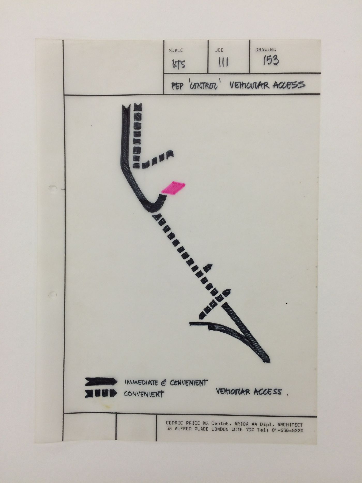 McAppy: diagram illustrating vehicular access for Portable Enclosures Programme control complex