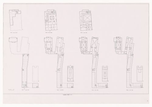 Plans, study of the St-André cultural center, Centro Cultural de Sines, Sines