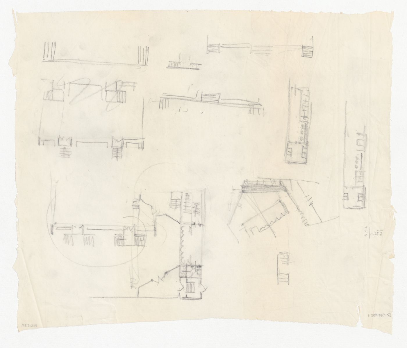 Partial plans and partial elevations for the Congress Hall Complex, The Hague, Netherlands