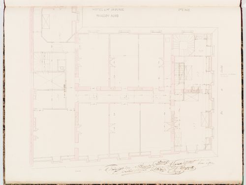 Second floor plan for the "pavillon nord", Hôtel Sauvage, Paris