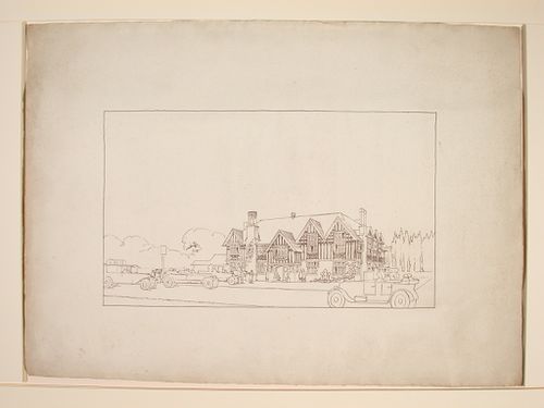 Perspectival view showing the Railway Hotel, Pitsea