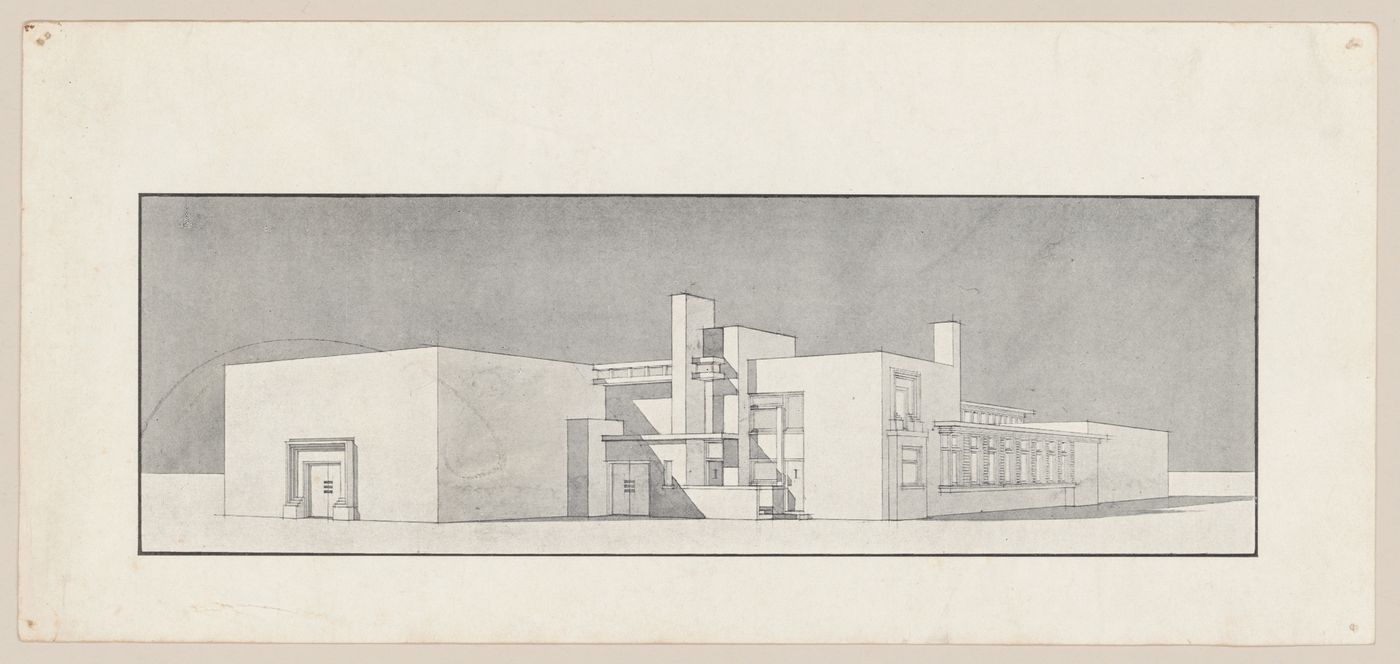 Photograph of a perspective drawing for a winery, Purmerend, Netherlands