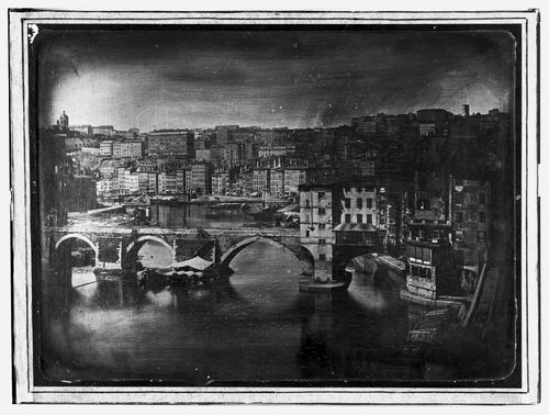 View of town and bridge, Lyon, France