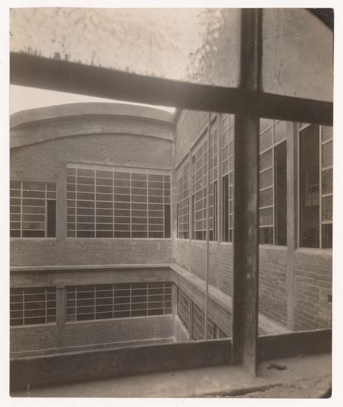 Exterior view of Alfa Romeo Garage, seen through a window, Marbeuf road, 8th arrondissement, Paris, France