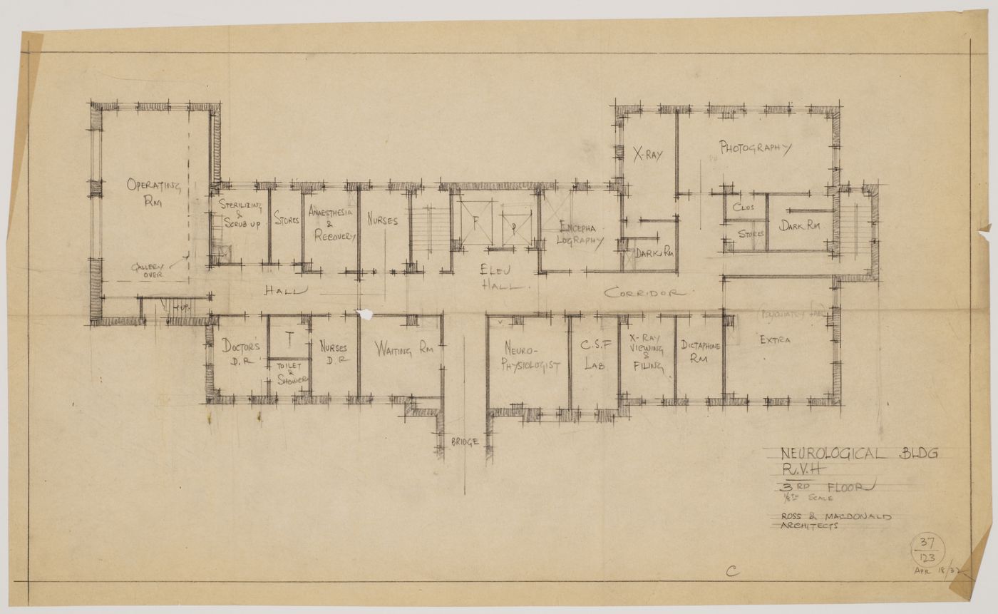 Montréal Neurological Institute, Montréal, Québec: third floor plan