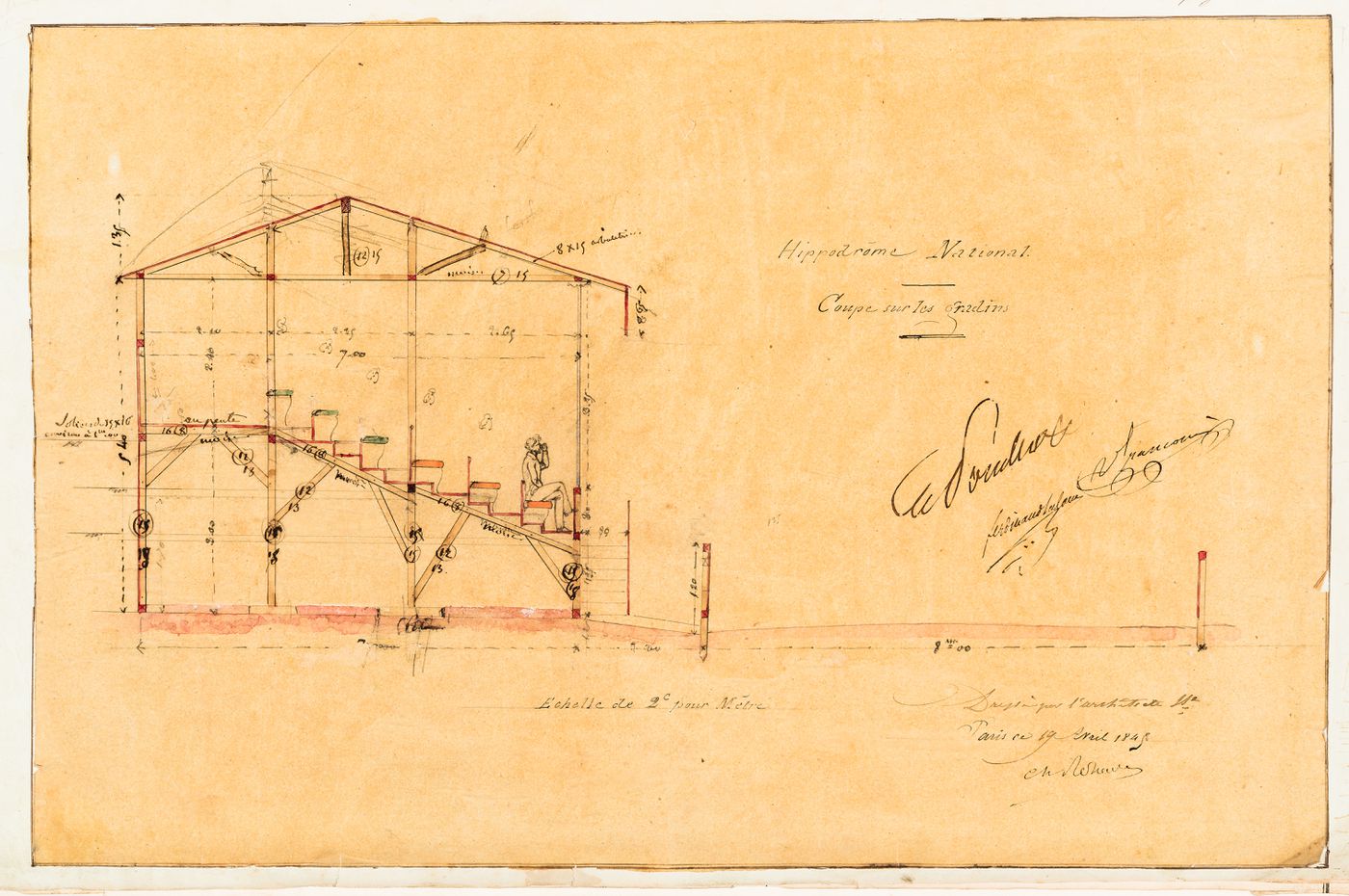 Hippodrome national, Paris: Section through the grandstand