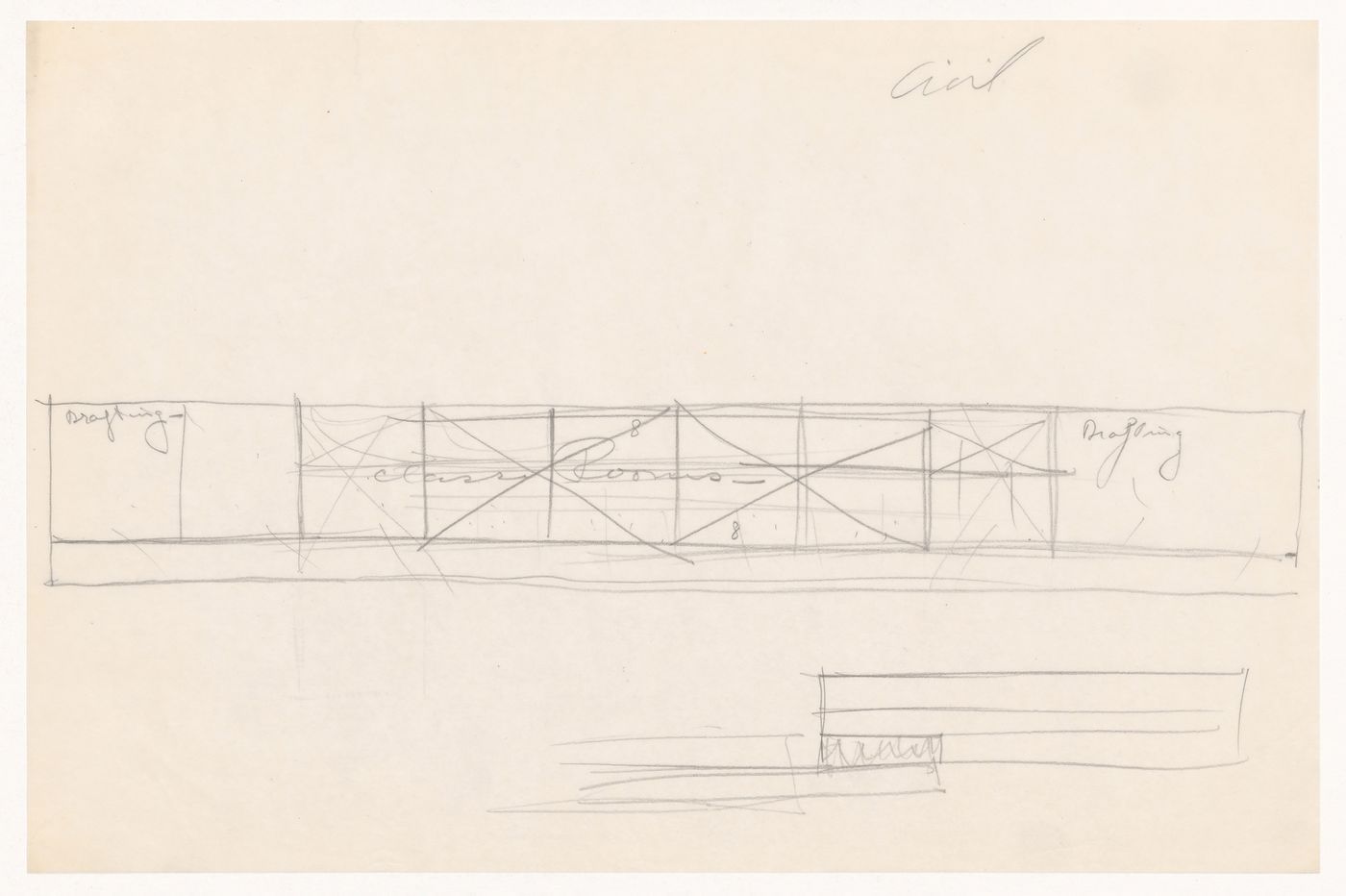 Sketch plan for Illinois Institute of Technology, probably for civil engineering facilities, with a smaller unidentified sketch