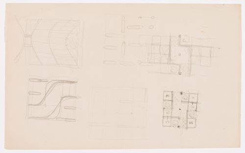 Sketches for dwellings and building possibly in Chandigarh, India
