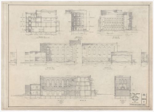 Coupes et élévations pour Saint-Basil's Seminary, Toronto, Ontario