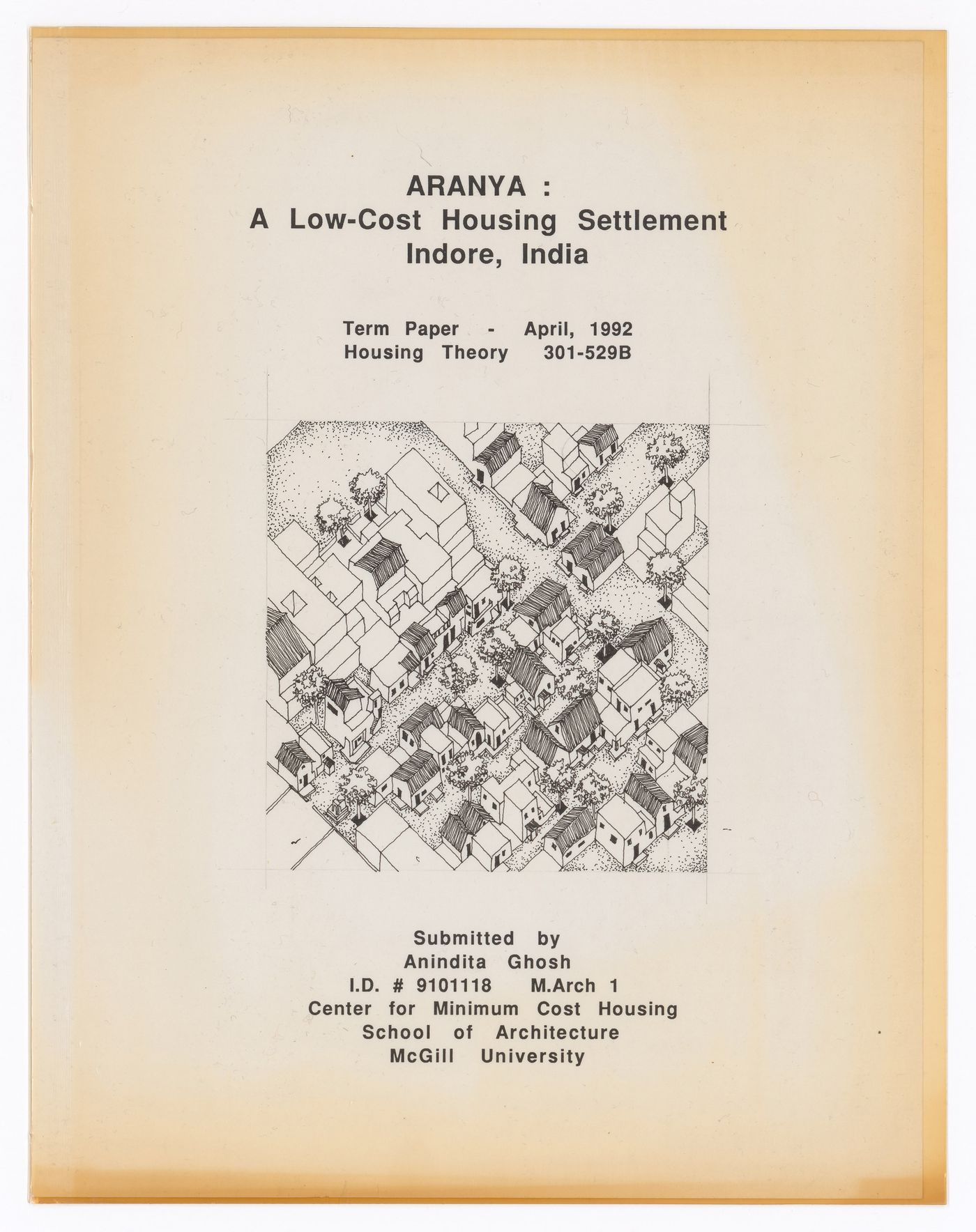 Student mid-term paper "Aranya: A Low-Cost Housing Settlement, Indore, India"