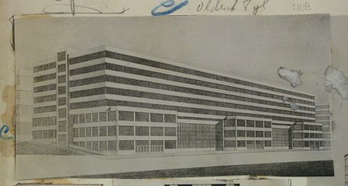 View of a project drawing for an exhibition palace, Czechoslovakia (now Czech Republic)