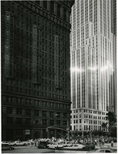 Partial view of a model of New York City, New York showing the Flatiron Building and the Empire State Building, at Tobu World Square, Tochigi Prefecture, Japan