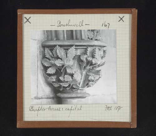 View of capital at Chapter House, Southwell Minster, Southwell, Nottinghamshire, England