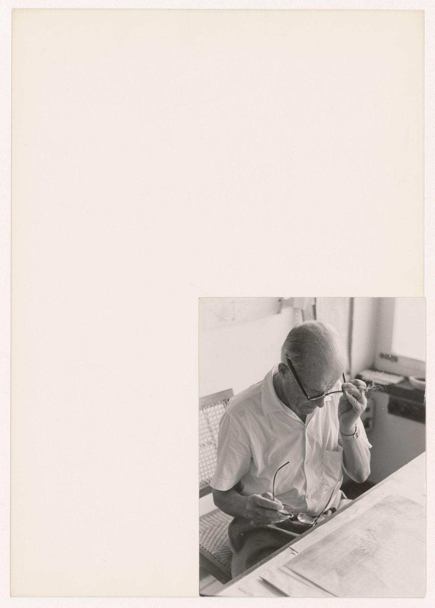 Portrait of Pierre Jeanneret in his office, Chandigarh, India