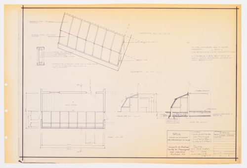 Climatisation solaire "système passif et actif" : serre : plan, coupe et détails, Maison du docteur Simon Richer, Nominingue, Québec, Canada