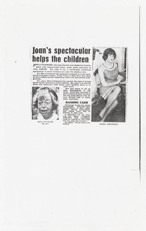 Copy of the article "Joan's spectacular helps the children"