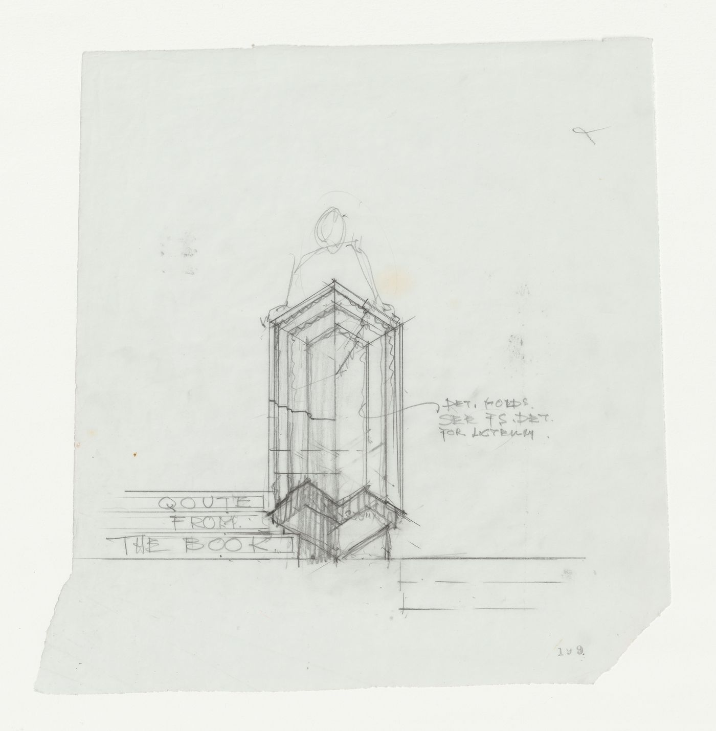 Wayfarers' Chapel, Palos Verdes, California: Elevation for a lectern