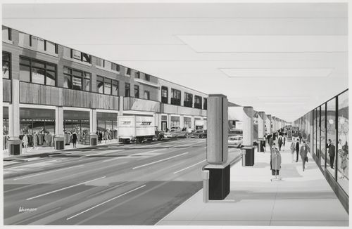 Photograph of a drawing for Arcading Sidewalks, West 37th Street, Manhattan, New York City, New York