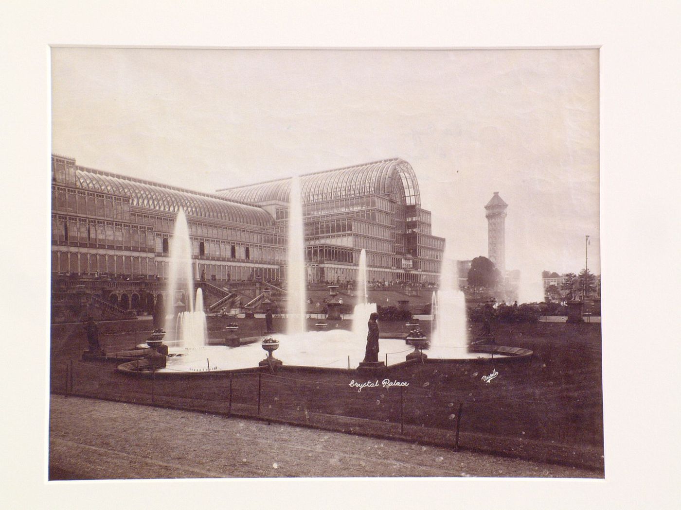 View of Crystal Palace with fountains in foreground, London, England