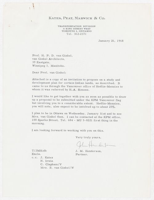 Invitation to Van Ginkel Associates to propose on a study and development plan for Indian lands