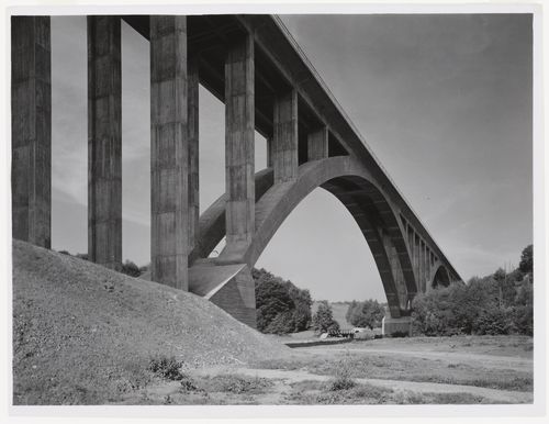 View of concrete bridge supported on arch, Germany