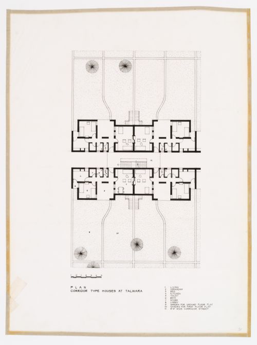 Plan for the Corridor type houses at Talwara, India