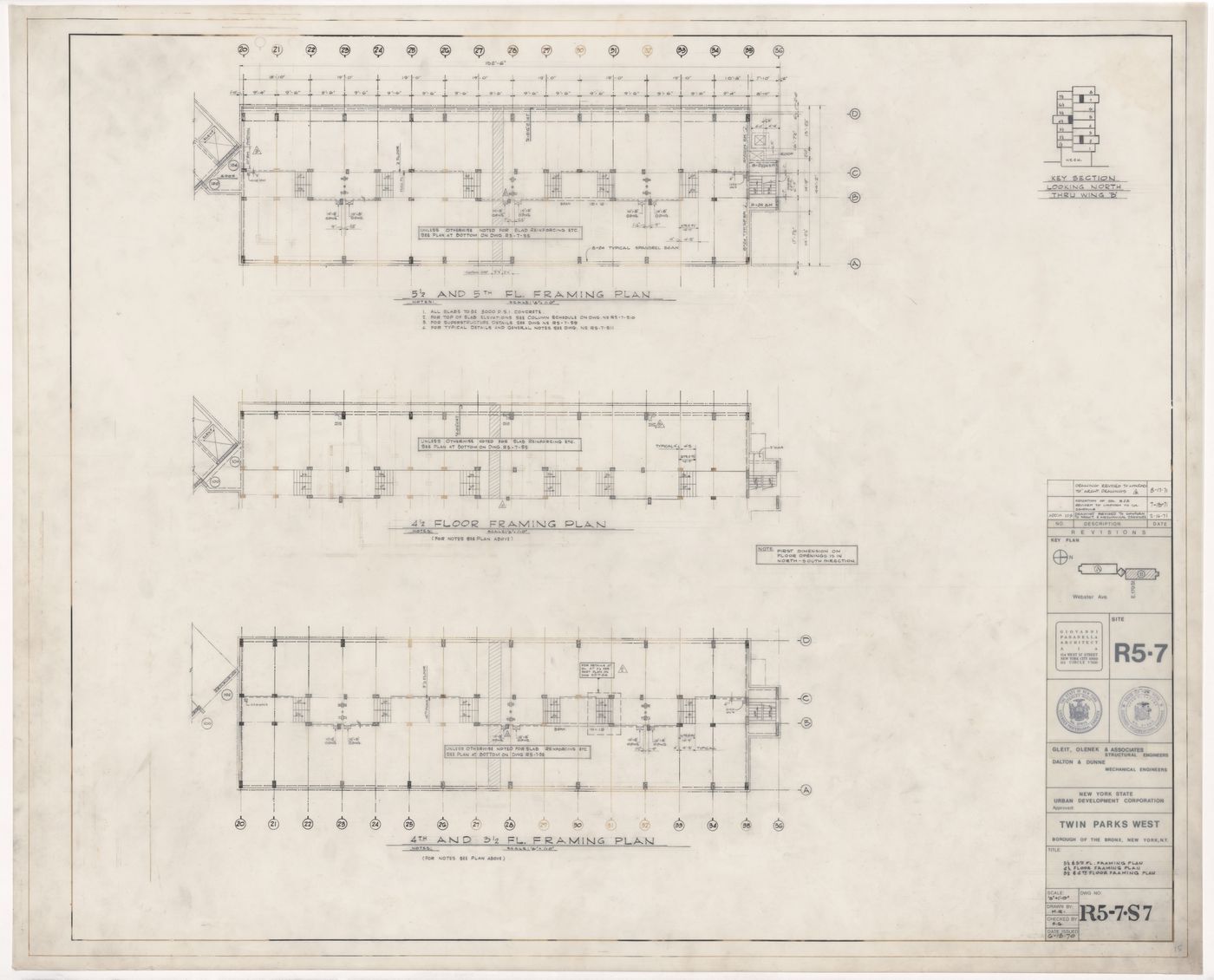 Framing plans for Twin Parks West, Site R5-7, Bronx, New York
