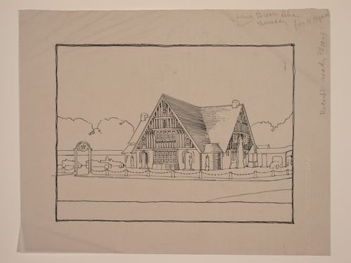 Perspectival view showing the proposed rebuilding of the Mason's Arms, Donisthorpe