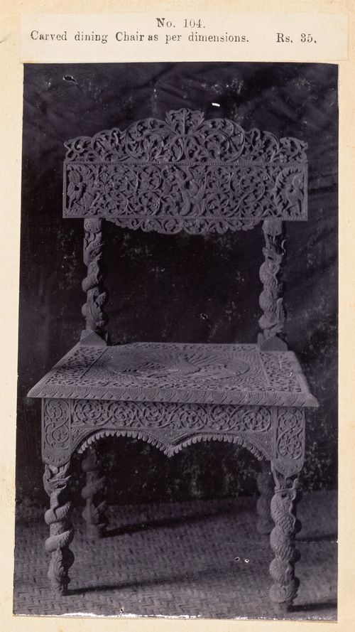 View of a chair, F. Beato Limited, C Road, Mandalay, Burma (now Myanmar)