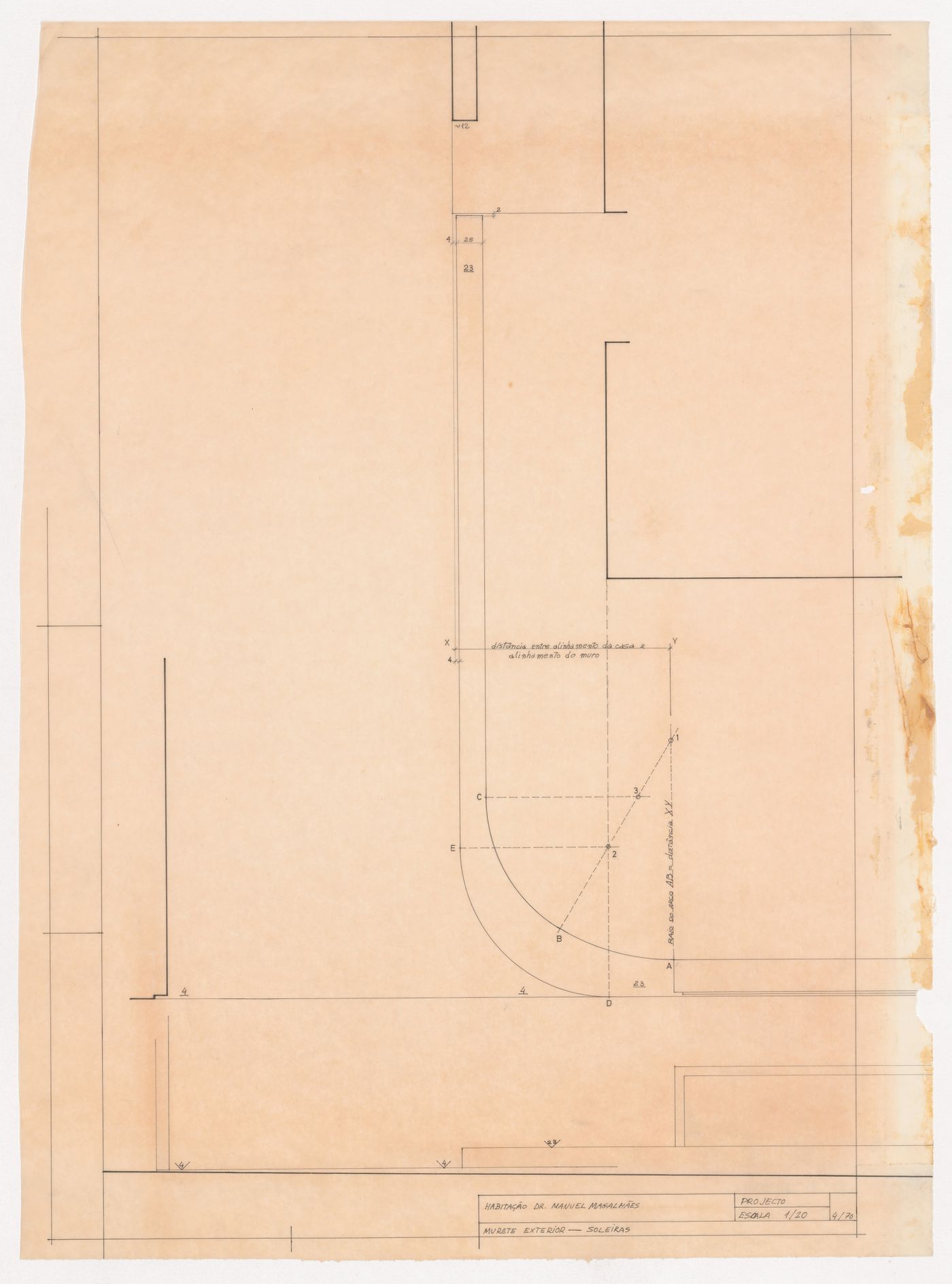 Plan for external wall for Casa Manuel Magalhães, Porto