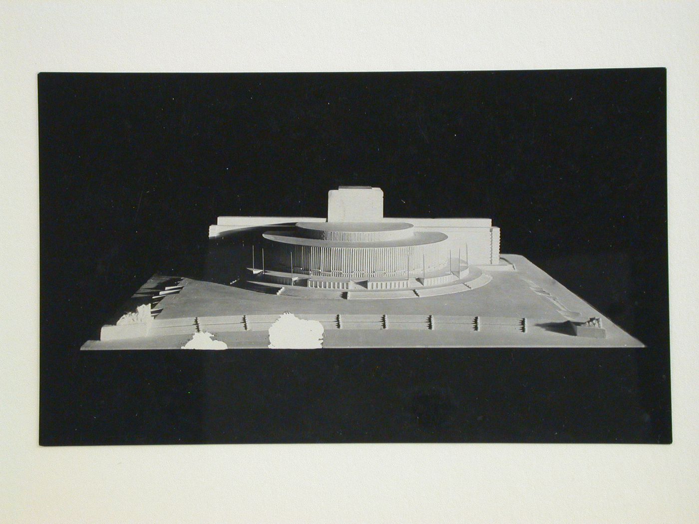 Photograph of a model for the final round of competition for a "synthetic theater" in Sverdlovsk, Soviet Union (now Ekaterinburg, Russia)