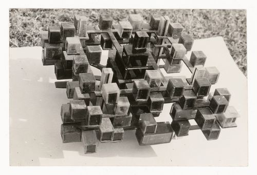 View of model of a hotel project designed by Vikramaditya Prakash, son of Aditya Prakash