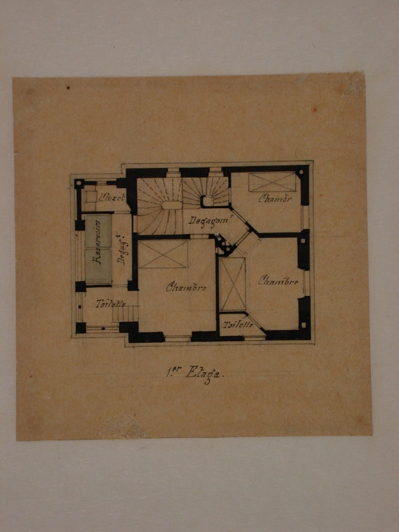 Plan for the "1er étage" of Goschler House, Le Vésinet